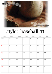 November baseball calendar