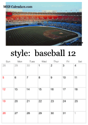 December baseball calendar