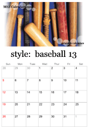full year baseball calendar