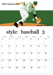 March baseball calendar
