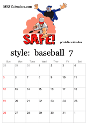 July baseball calendar
