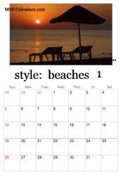 January beach photo calendar