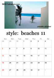November beach photo calendar