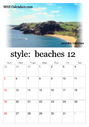 December beach photo calendar