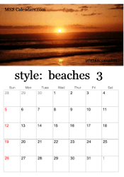 March beach photo calendar