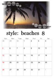 August beach photo calendar