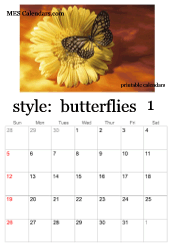 January butterfly calendar