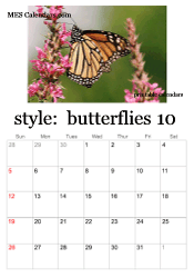 October butterfly calendar