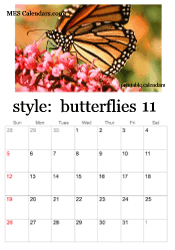 November butterfly calendar