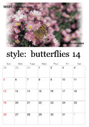 printable butterfly calendar
