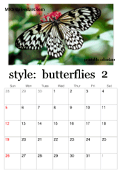 February butterfly calendar