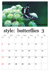 March butterfly calendar