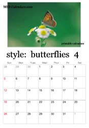 April butterfly calendar