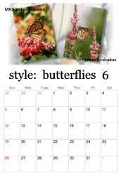 June butterfly calendar