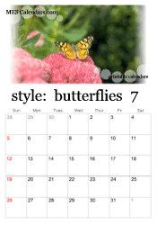 July butterfly calendar