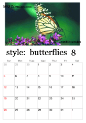 August butterfly calendar