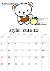 December cute character calendar
