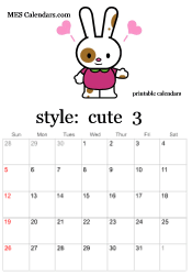 March cute character calendar