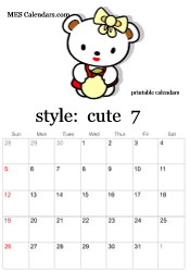 July cute character calendar