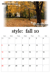 October fall photo calendar