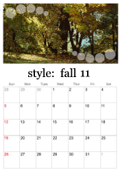 November fall photo calendar