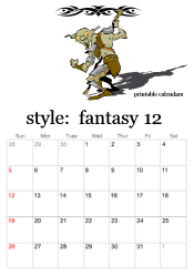 December fantasy character calendar
