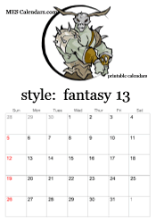 full year fantasy character calendar