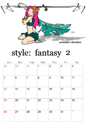February fantasy character calendar