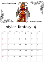 April fantasy character calendar
