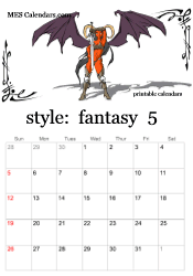 May fantasy character calendar