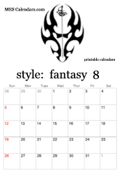 August fantasy character calendar