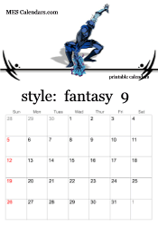 September fantasy character calendar