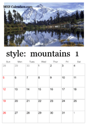 January mountain calendar