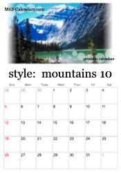 October mountain calendar