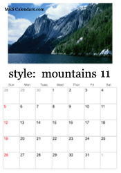 November mountain calendar