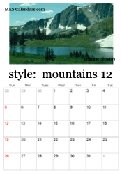 December mountain calendar