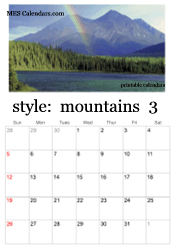 March mountain calendar