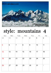 April mountain calendar