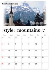 July mountain calendar