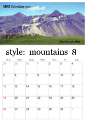 August mountain calendar