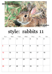 November bunny rabbit calendar