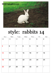 printable bunny rabbit calendar