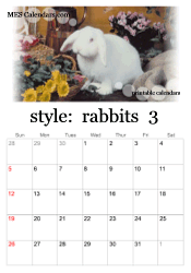 March bunny rabbit calendar