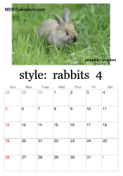 April bunny rabbit calendar