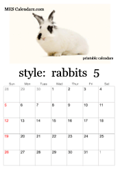 May bunny rabbit calendar