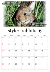 June bunny rabbit calendar
