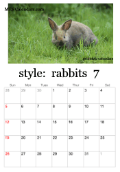 July bunny rabbit calendar