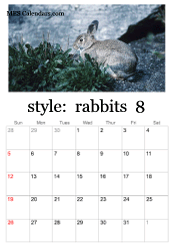 August bunny rabbit calendar