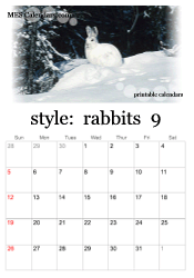 September bunny rabbit calendar
