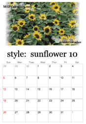 October sunflower photo calendar